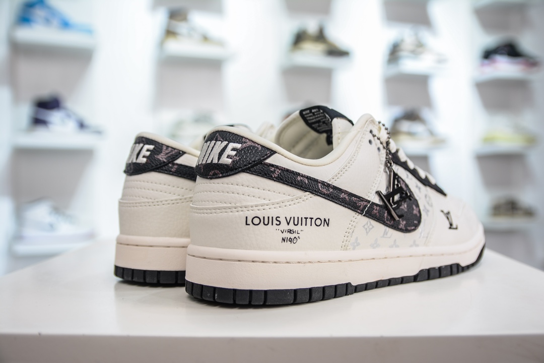 LV x Nike Dunk Low Old Flower Beige Black Hook FC1688-189