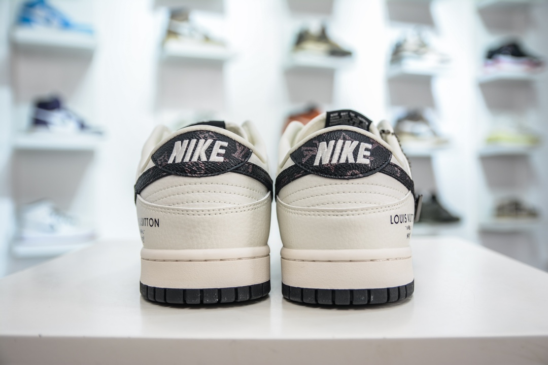 LV x Nike Dunk Low Old Flower Beige Black Hook FC1688-189