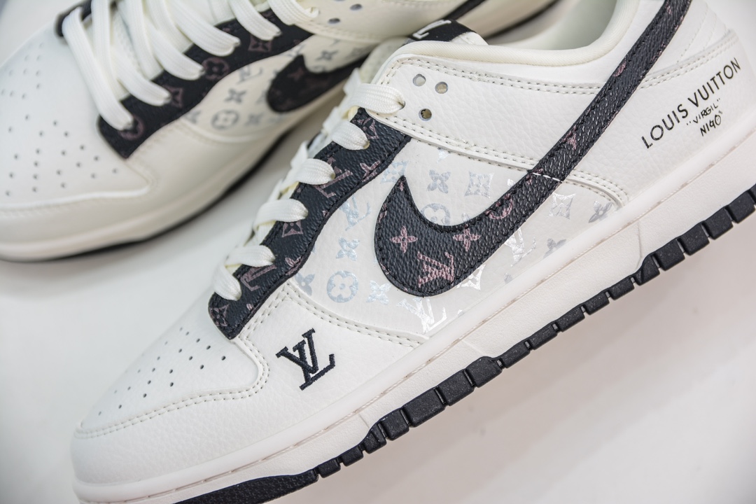 LV x Nike Dunk Low Old Flower Beige Black Hook FC1688-189