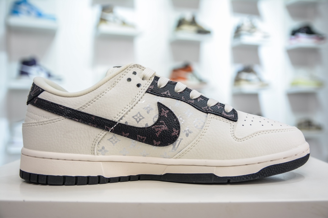 LV x Nike Dunk Low Old Flower Beige Black Hook FC1688-189