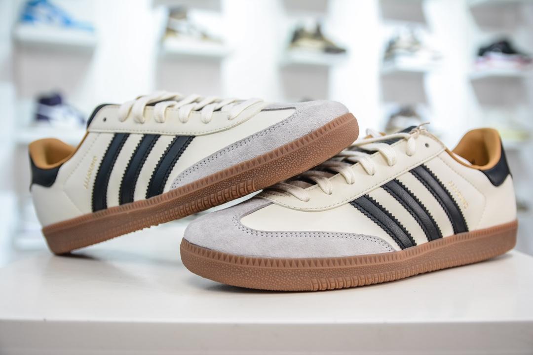 200 MF版纯原 JJJJound x AD Originals Samba Classic”Studded Pack Black”桑巴舞板鞋“联名奶白灰黑”ID8708