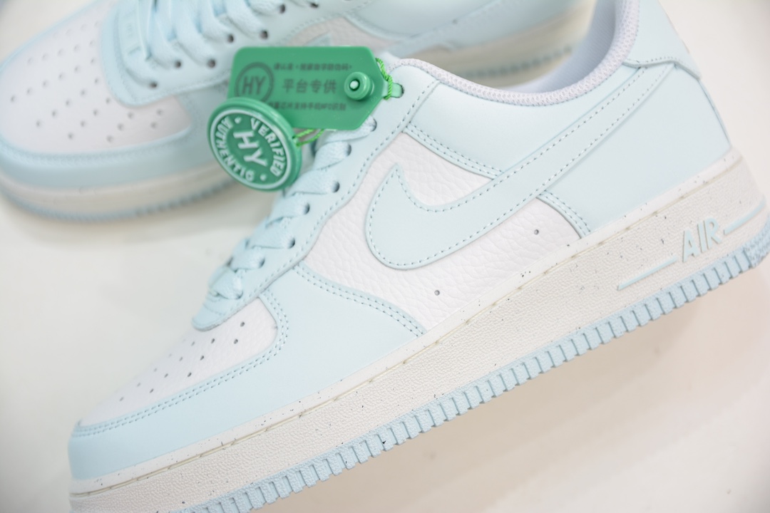 HY version of the original Nike Air Force 1 Low 07 Next Nature white and light blue HF5385-400