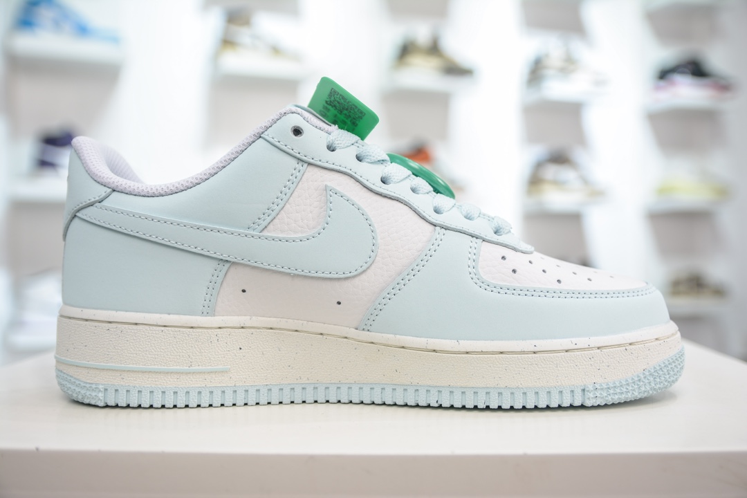 HY version of the original Nike Air Force 1 Low 07 Next Nature white and light blue HF5385-400