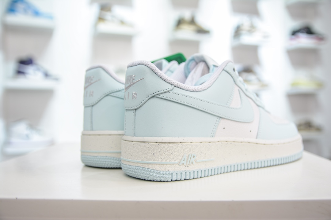 HY version of the original Nike Air Force 1 Low 07 Next Nature white and light blue HF5385-400