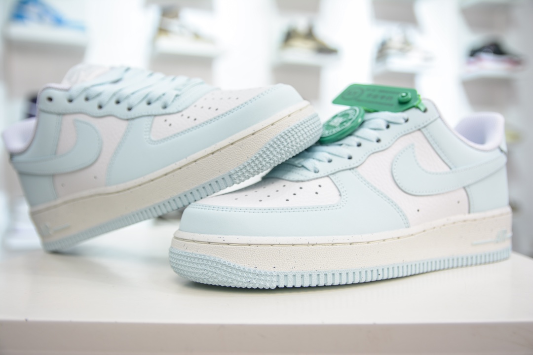 HY version of the original Nike Air Force 1 Low 07 Next Nature white and light blue HF5385-400