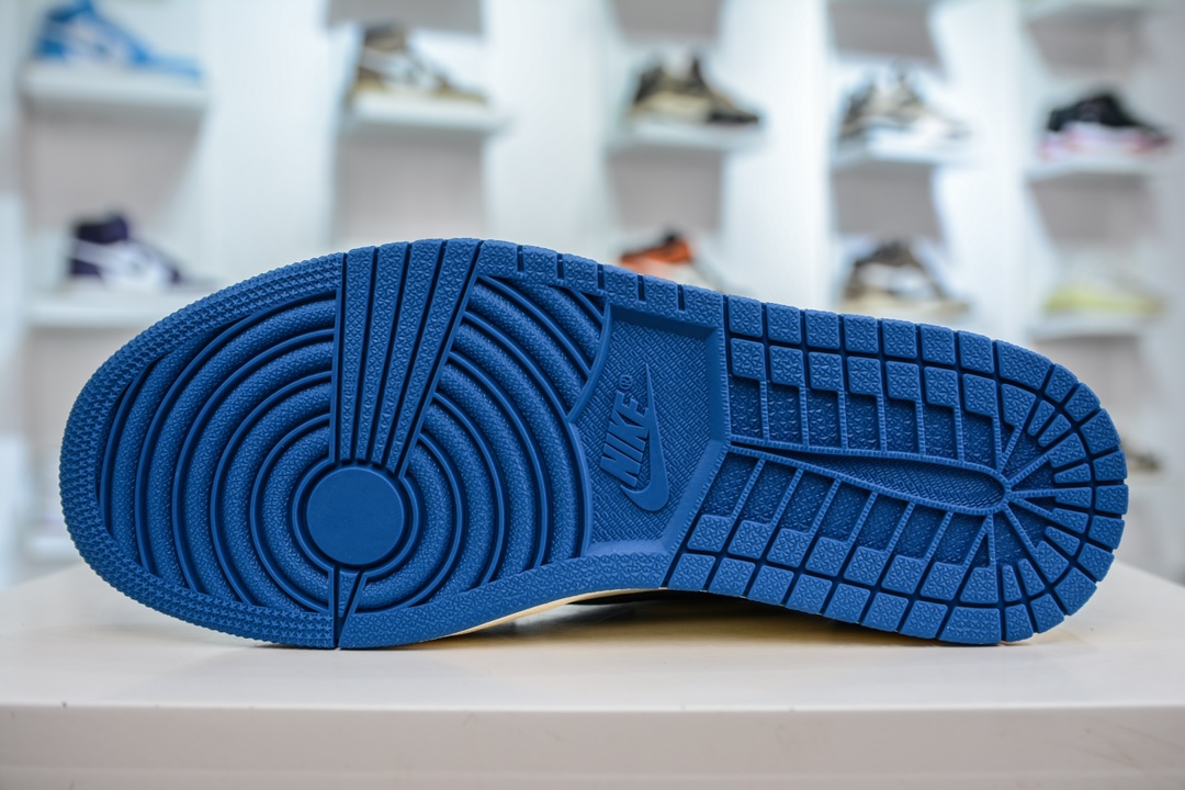 DG2.0 pure original Travis Scott x Fragment Design x Air Jordan AJ1 Low OG SP three-party joint lightning hook 2.0 low-top white, blue and black DM7866-140