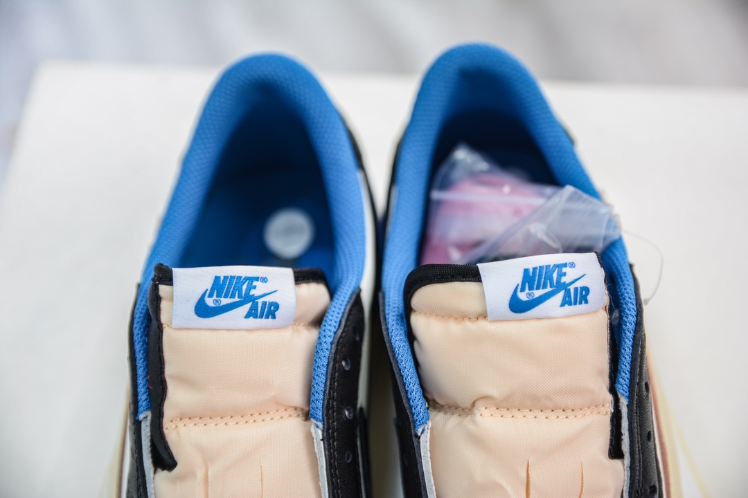 DG2.0 pure original Travis Scott x Fragment Design x Air Jordan AJ1 Low OG SP three-party joint lightning hook 2.0 low-top white, blue and black DM7866-140