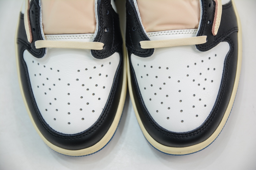 DG2.0 pure original Travis Scott x Fragment Design x Air Jordan AJ1 Low OG SP three-party joint lightning hook 2.0 low-top white, blue and black DM7866-140
