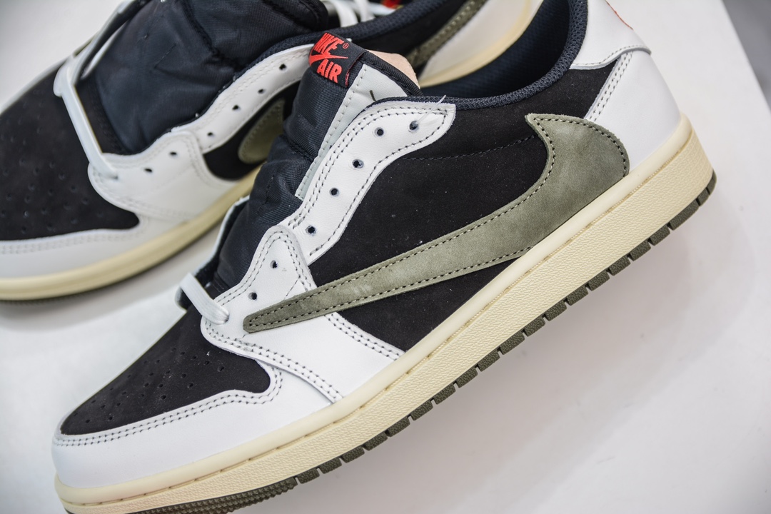 380 DG2.0纯原 Travis Scott X Jordan Air Jordan 1 Low ”'Medium Olive” 皮革 联名款 防滑耐磨 低帮 复古篮球鞋 DM7866-140