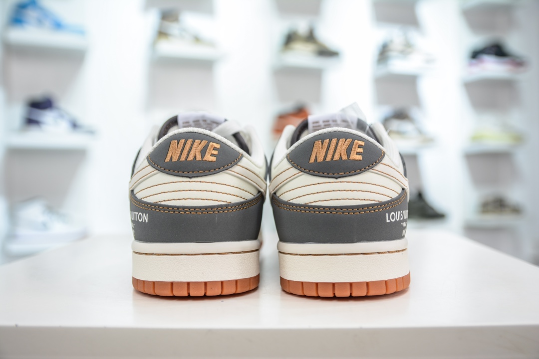 LV x Nike Dunk Low Brown and Gray Stitching DQ1098-356