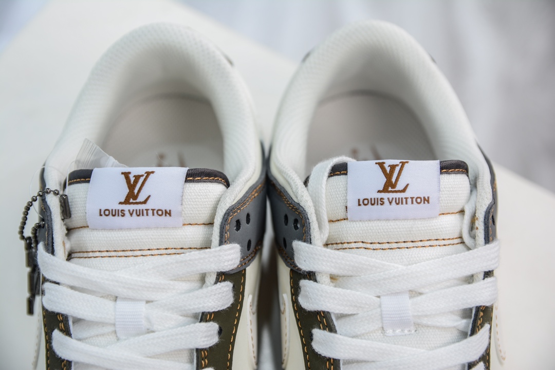 LV x Nike Dunk Low Brown and Gray Stitching DQ1098-356