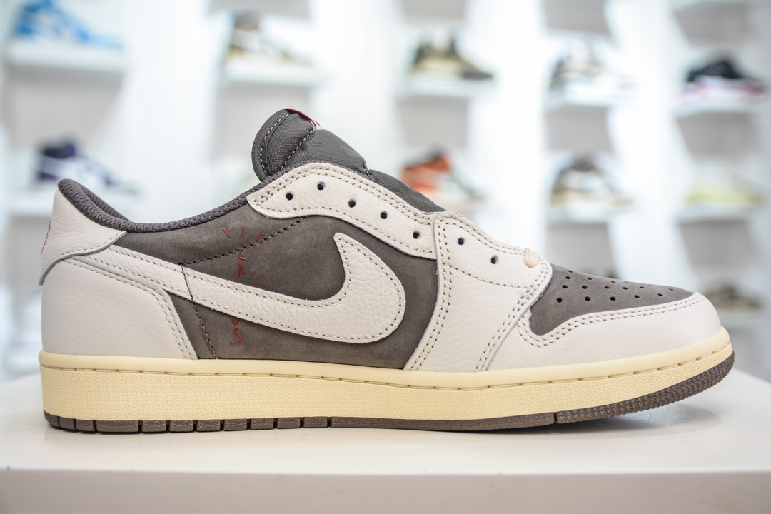 DG2.0 pure original Travis Scott x Air Jordan 1 Low OG SP ”Sail and Ridgerock” trendy retro basketball shoes DM7866-162