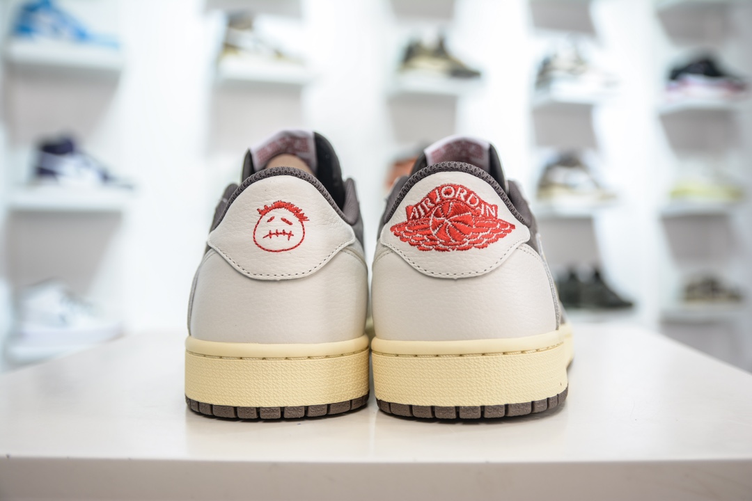 DG2.0 pure original Travis Scott x Air Jordan 1 Low OG SP ”Sail and Ridgerock” trendy retro basketball shoes DM7866-162