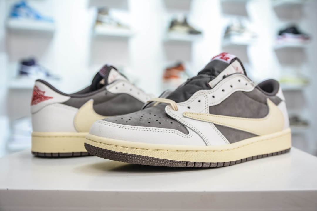 DG2.0 pure original Travis Scott x Air Jordan 1 Low OG SP ”Sail and Ridgerock” trendy retro basketball shoes DM7866-162