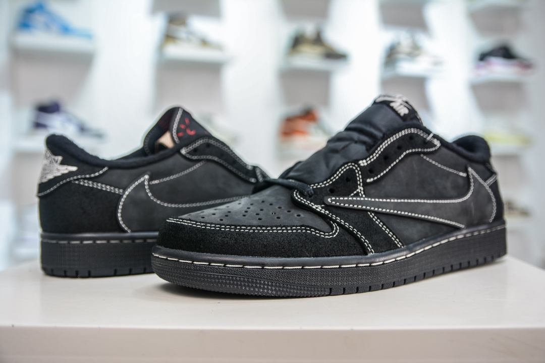 DG2.0 pure original Travis Scott x Air Jordan 1 Low OG ”Black/Phantom” black warrior trend retro basketball shoes DM7866-001