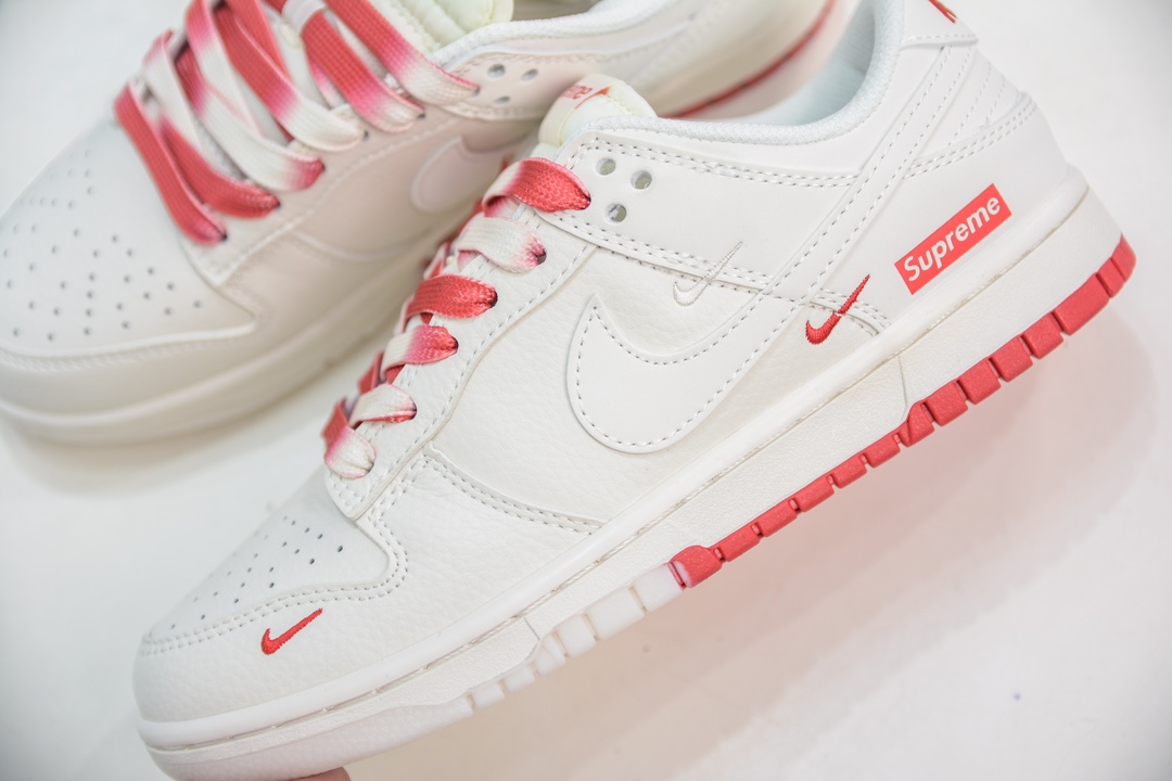 Supreme x Nike Dunk Low White and Red BB8675-107