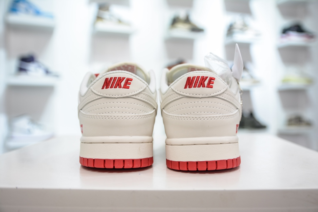 Supreme x Nike Dunk Low White and Red BB8675-107