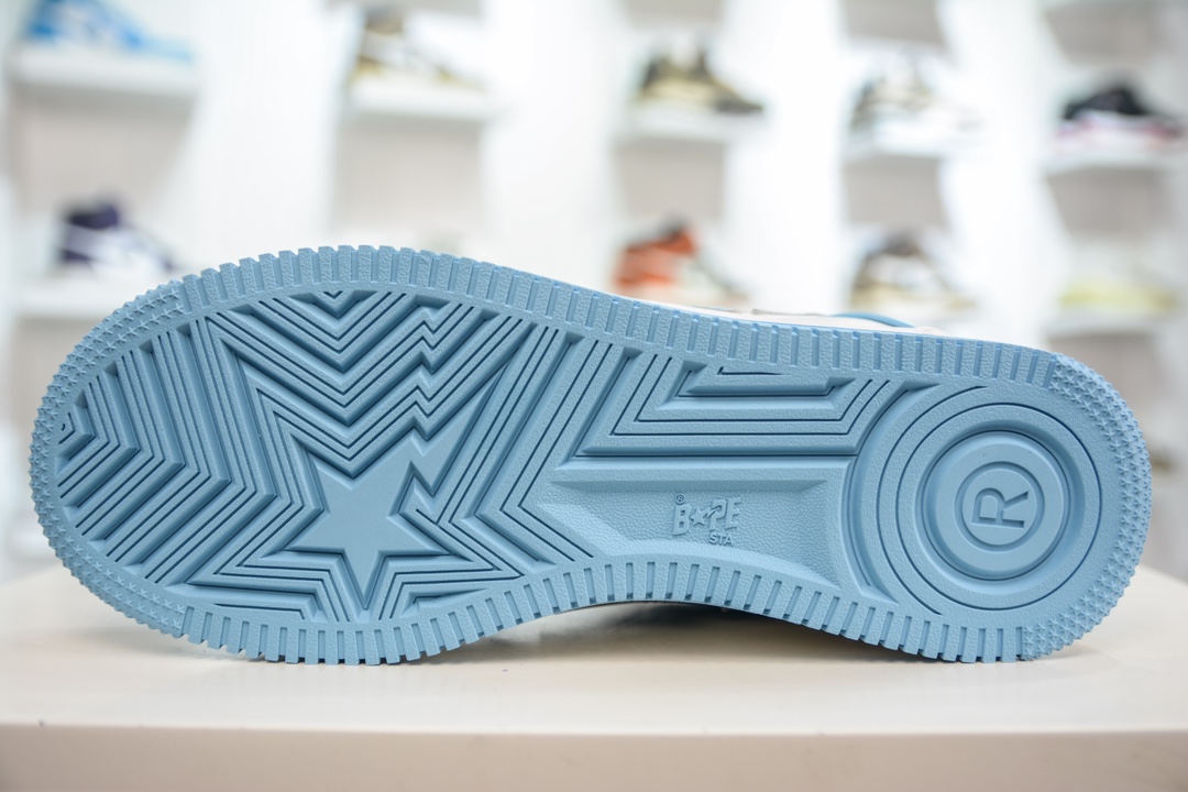 450 M版纯原 Bape Sta To Low 明星同款 猿人头经典漆皮低帮运动休闲板鞋白蓝