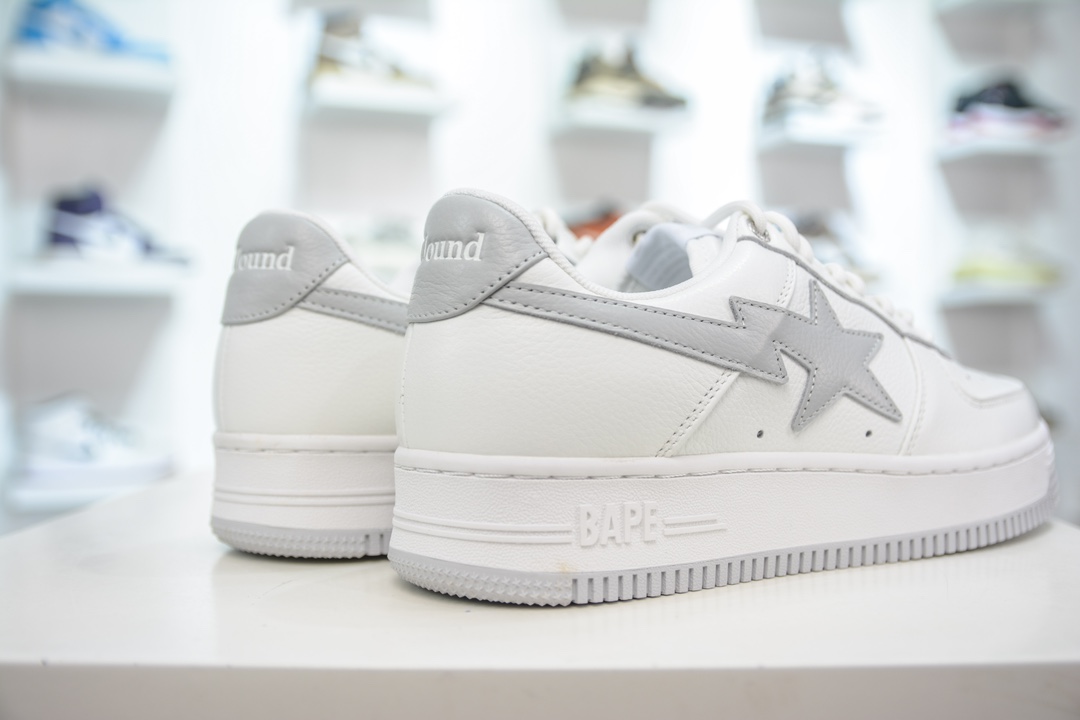 450 M版纯原 Bape Sta To Low 明星同款 猿人头经典漆皮低帮运动休闲板鞋白灰