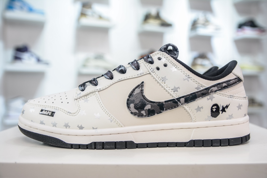 280 Bape x Nike Dunk Low 灰黑迷彩勾  DQ1098-350