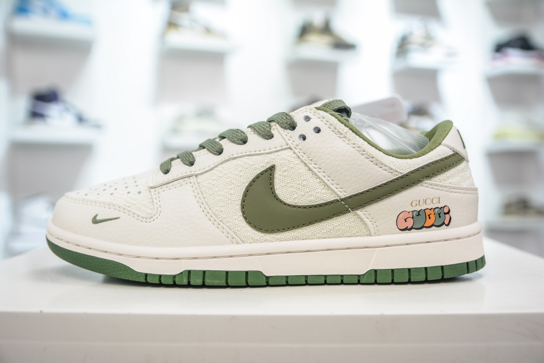 280 Gucci x Nike Dunk Low 米白绿勾织布  DQ1098-368