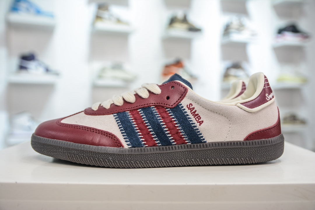 150 Notitle x 【Adidas】 Originals Samba OG”Maroon Red”桑巴舞板鞋“联名酒红米白海军蓝” ID6023