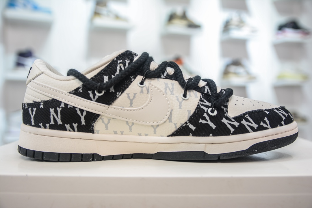 MLB x Nike Dunk Low Black, Beige and White Denim SJ2068-251
