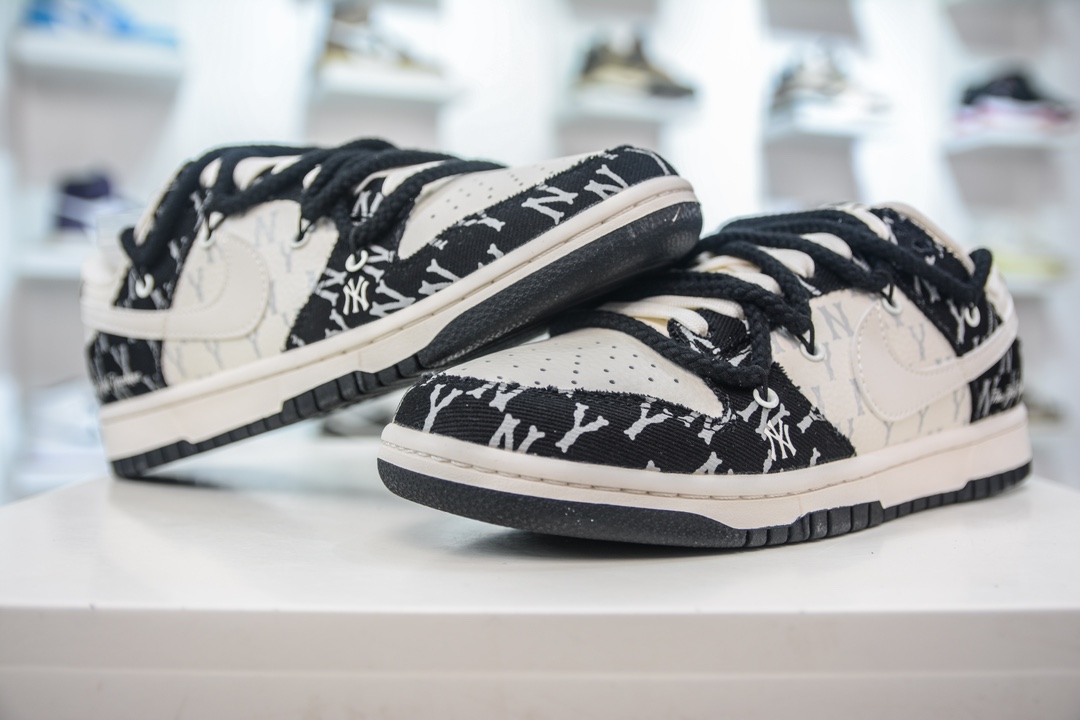 MLB x Nike Dunk Low Black, Beige and White Denim SJ2068-251