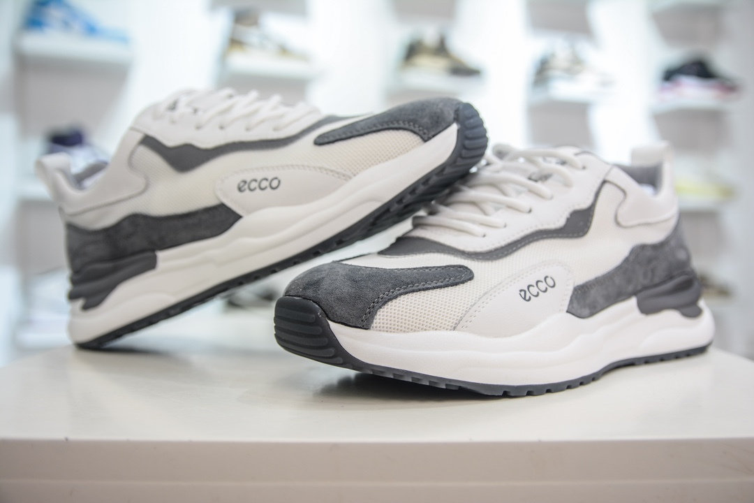 ECCO men's shoes summer new fashion sports shoes trendy stitching waffle shoes walking shoes