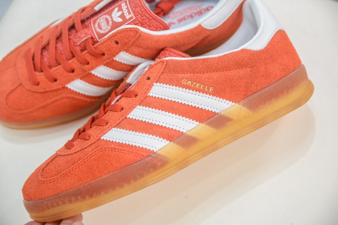 AY version pure original AD Original Gazelle Indoor Trainers Gazelle indoor shoes sneakers orange red white HQ8718