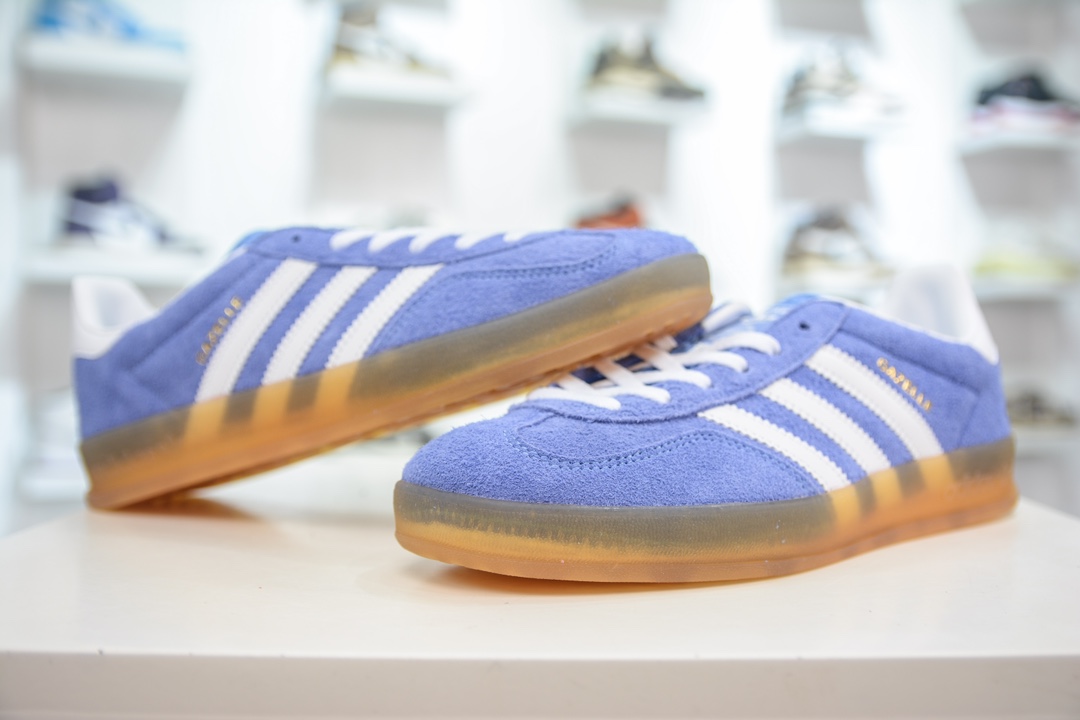 AY version pure original AD Original Gazelle Indoor Trainers Gazelle indoor shoes sneakers white blue bar HQ8717