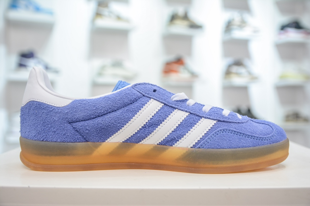 AY version pure original AD Original Gazelle Indoor Trainers Gazelle indoor shoes sneakers white blue bar HQ8717