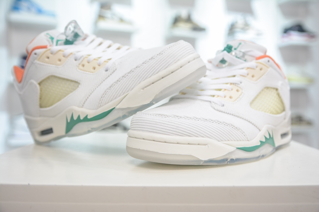 Air Jordan 5 Low ”Golf” AJ5 Jordan 5 White Green Pure Original Low-top Basketball Shoes CW4204-100