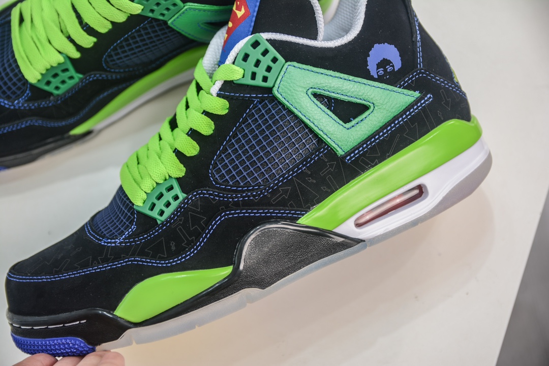 450 DG2.0纯原 Air Jordan AJ4 Retro Doernbecher 慈善超人 黑蓝绿  308497-015