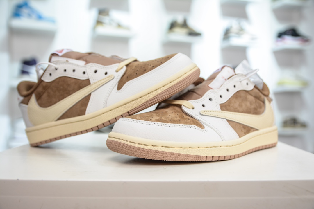 260 F版纯原 Travis Scott x Jordan Air Jordan 1 Low Canary 圆头舒适 DM7866-106