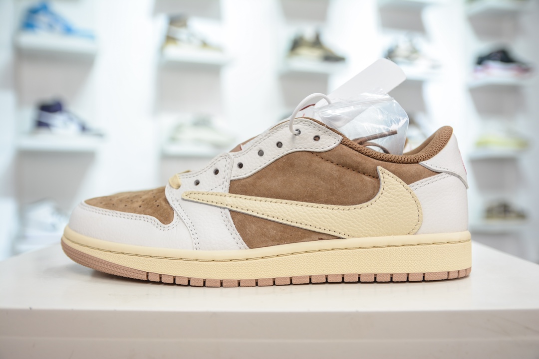 260 F版纯原 Travis Scott x Jordan Air Jordan 1 Low Canary 圆头舒适 DM7866-106