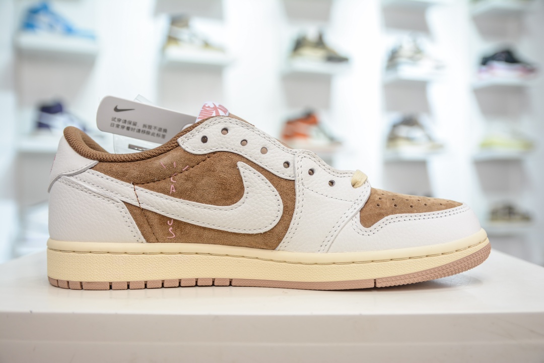 260 F版纯原 Travis Scott x Jordan Air Jordan 1 Low Canary 圆头舒适 DM7866-106