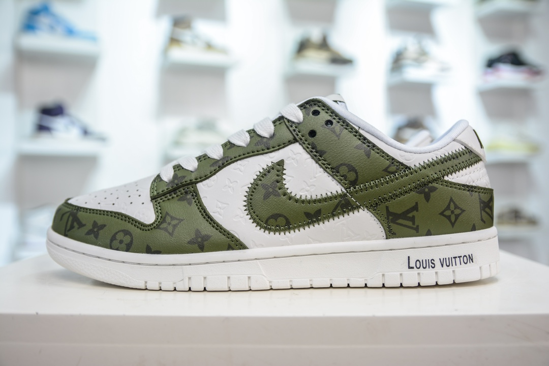 300 LV x Nike Dunk Low 浮雕白绿印花 DQ1098-362