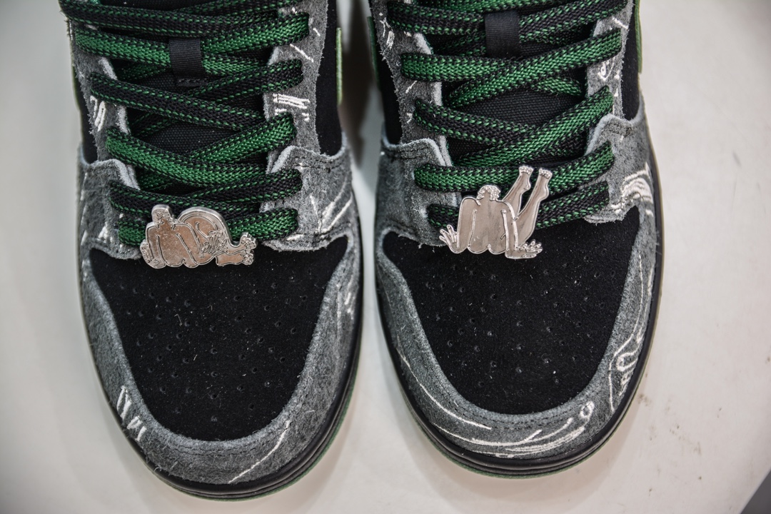 350 TOP纯原 There Skateboards x Nike Dunk SB 防滑耐磨低帮黑绿 HF7743-001