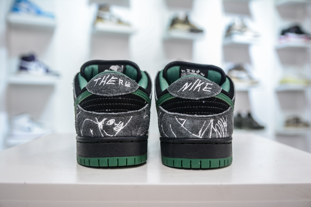 350 TOP纯原 There Skateboards x Nike Dunk SB 防滑耐磨低帮黑绿 HF7743-001