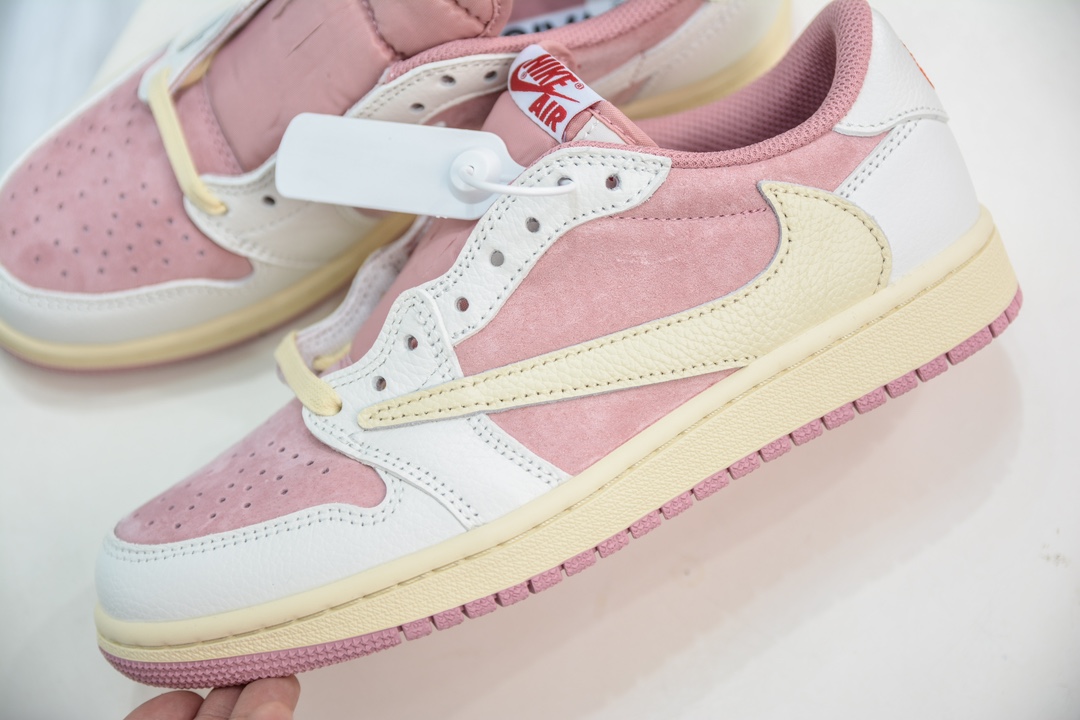 260 F版纯原 Travis Scott x Jordan Air Jordan 1 Low Canary 圆头舒适复古篮球鞋 DM7866-600
