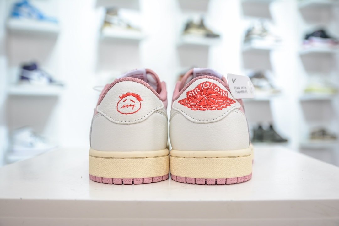 260 F版纯原 Travis Scott x Jordan Air Jordan 1 Low Canary 圆头舒适复古篮球鞋 DM7866-600