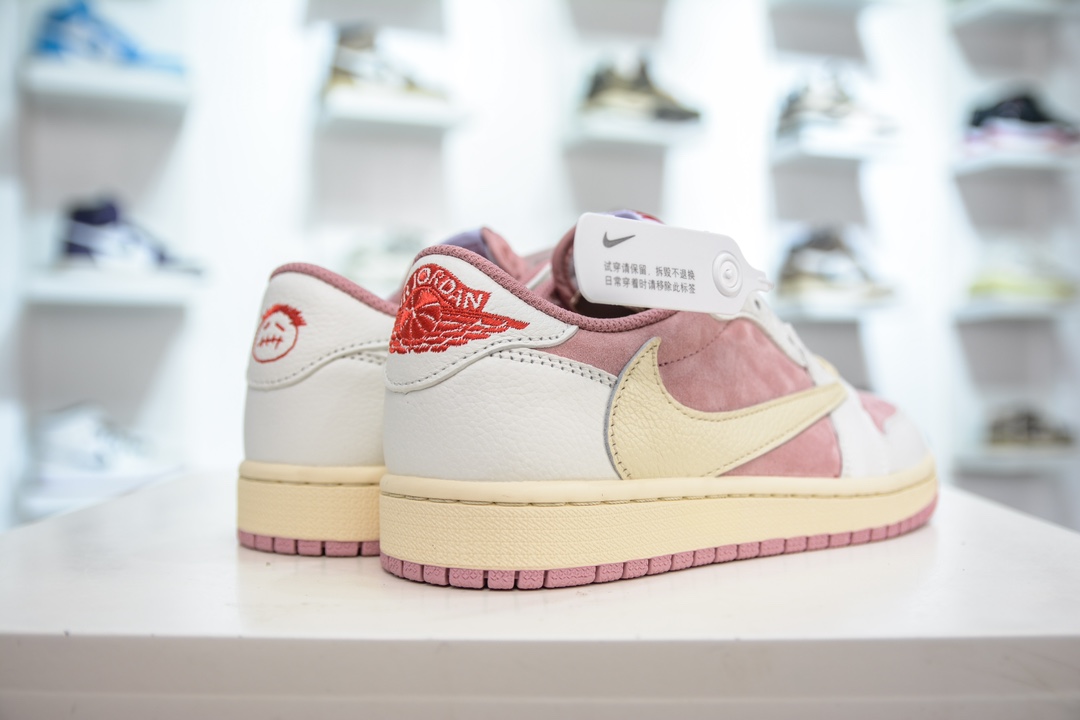 260 F版纯原 Travis Scott x Jordan Air Jordan 1 Low Canary 圆头舒适复古篮球鞋 DM7866-600