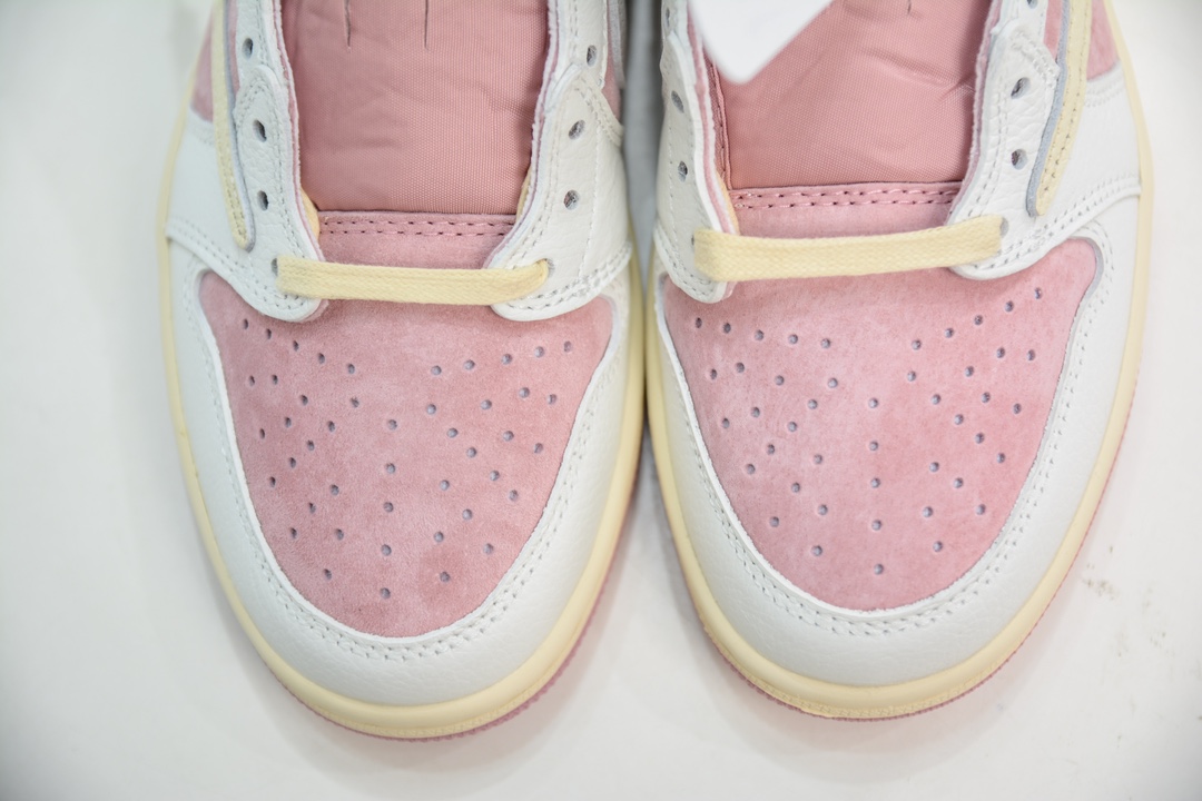 260 F版纯原 Travis Scott x Jordan Air Jordan 1 Low Canary 圆头舒适复古篮球鞋 DM7866-600