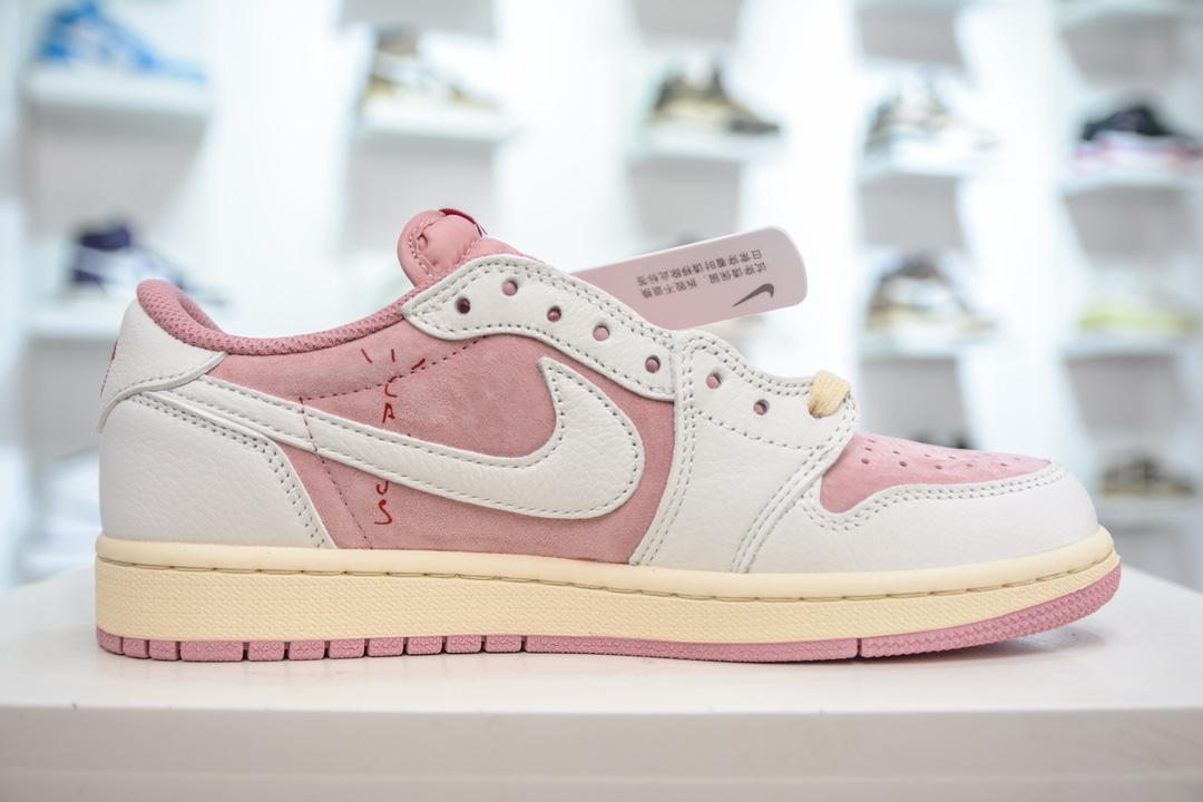 260 F版纯原 Travis Scott x Jordan Air Jordan 1 Low Canary 圆头舒适复古篮球鞋 DM7866-600