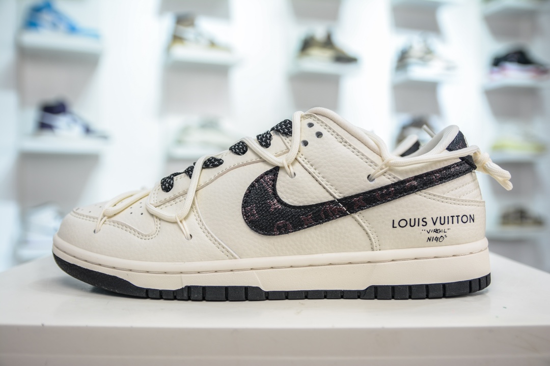 LV x Nike Dunk Low 米白典雅黑   JJ5688-103