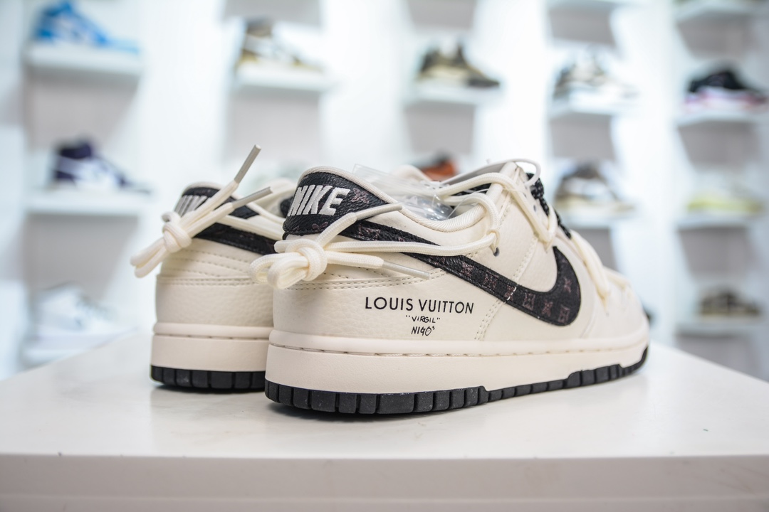 LV x Nike Dunk Low 米白典雅黑   JJ5688-103