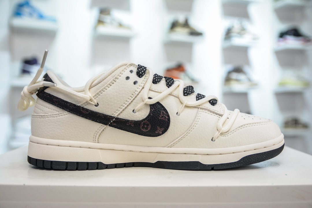 LV x Nike Dunk Low 米白典雅黑   JJ5688-103