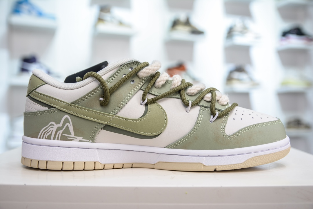 Nike SB Dunk Low 茶礼盒国风 宫庭龙井茶 解构抽绳鞋带  DV0831-003