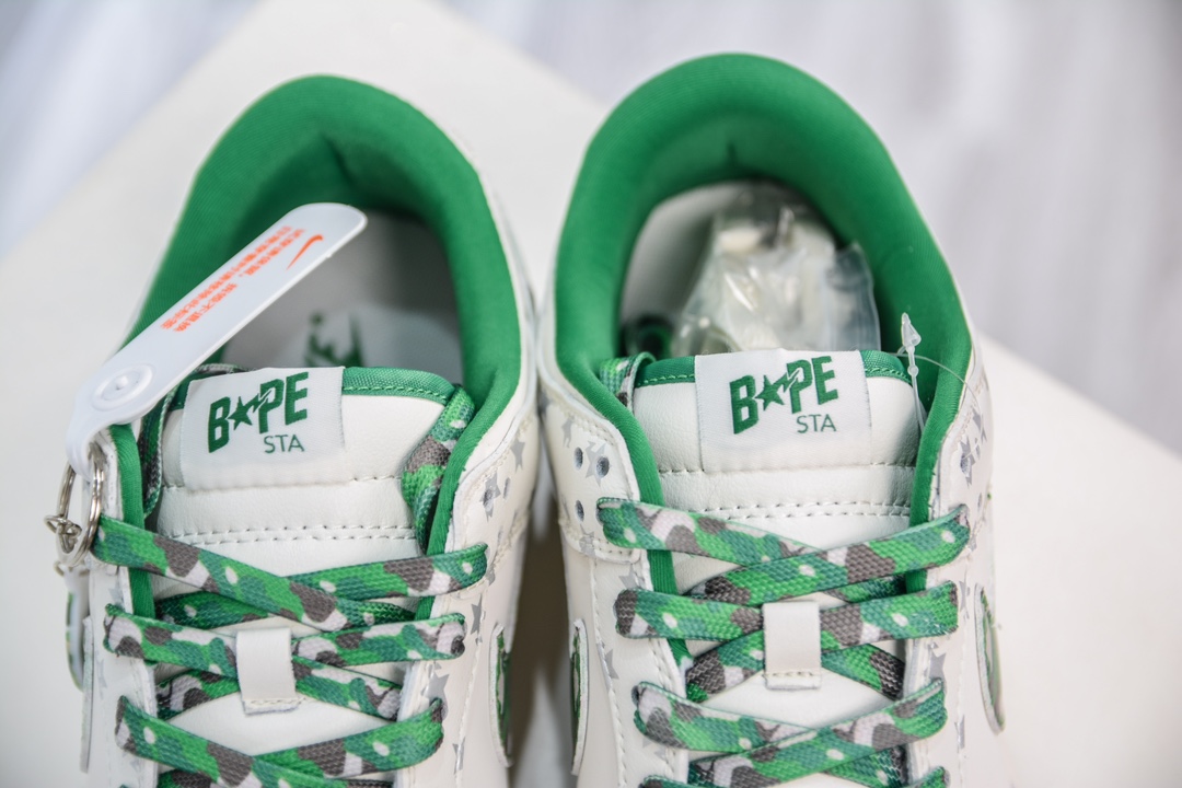 Bape x Nike Dunk Low 米绿迷彩勾   DQ1098-349